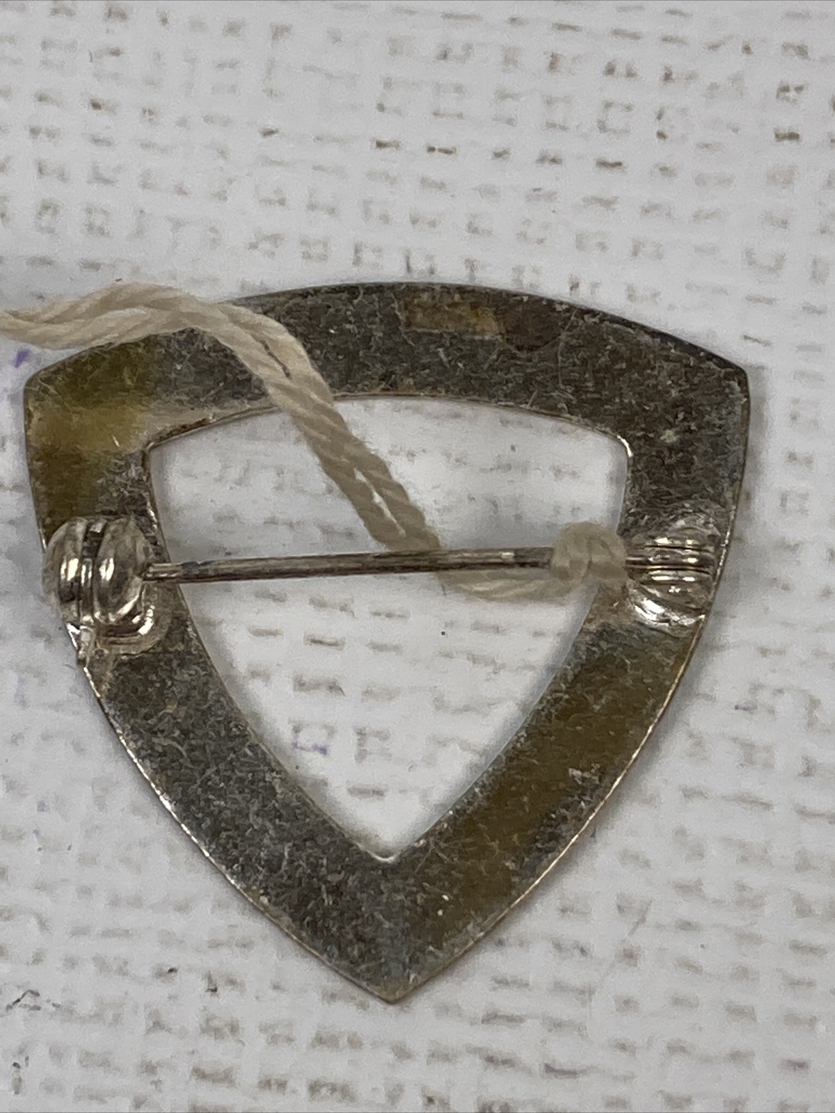 Vintage Pin Czechoslovakia Green Enamel Curved Triangle Unknown Metal Material