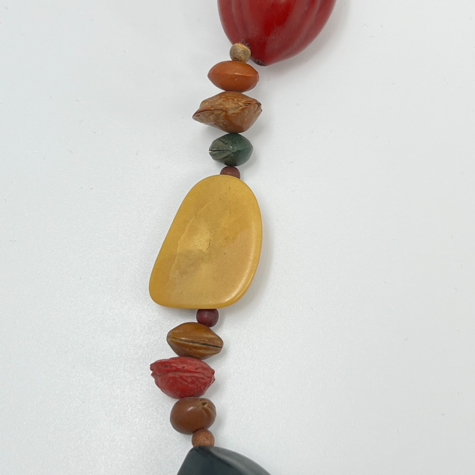 Large Tagua Nut Vegetable Ivory Necklace Boho Statement Earthy Organic Jewelry