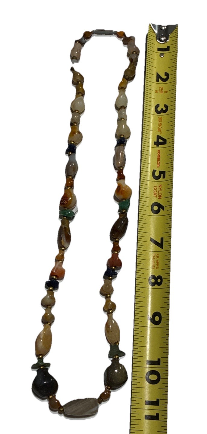 Estate Vtg. Semi Precious Stones, Different Sizes, Shapes, Colors Barrel Clasp ￼