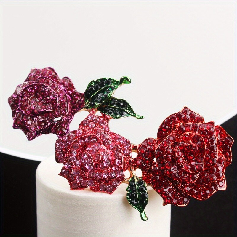 Luxurious Luxury Temperament Vintage Rose Set Brooch Accessories Jewelry Gift