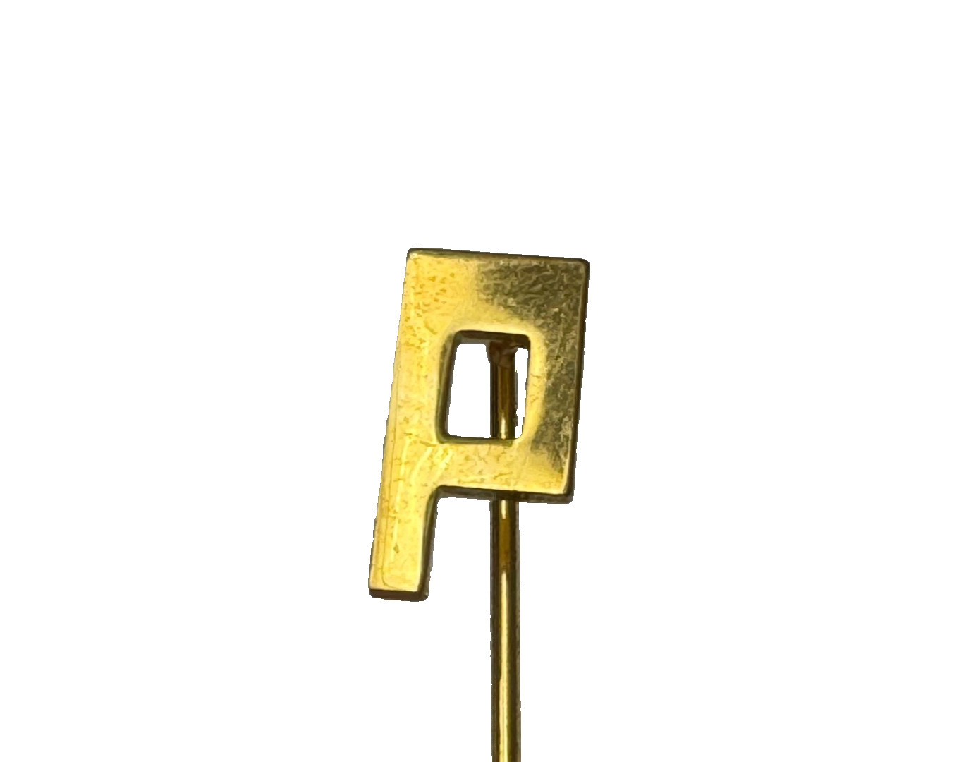 Mid Century Modern Initial Stick Pin Letter P Gold Tone Vintage Brooch