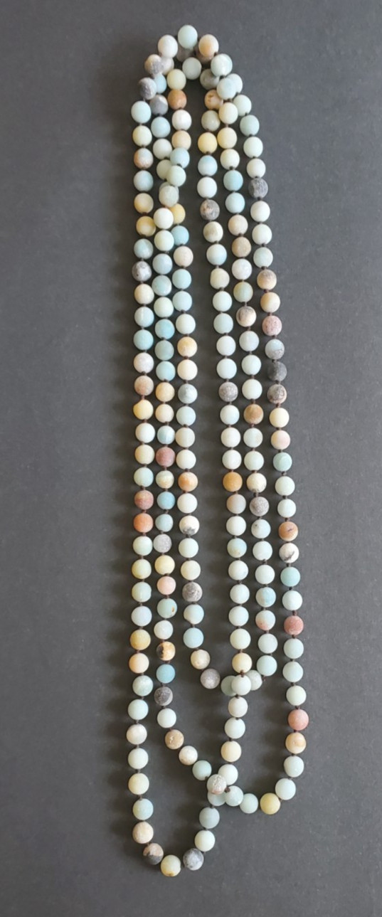 Vintage Stone Agate Beaded Necklace Pastel & Earth Multicolor Unpolished 41 in