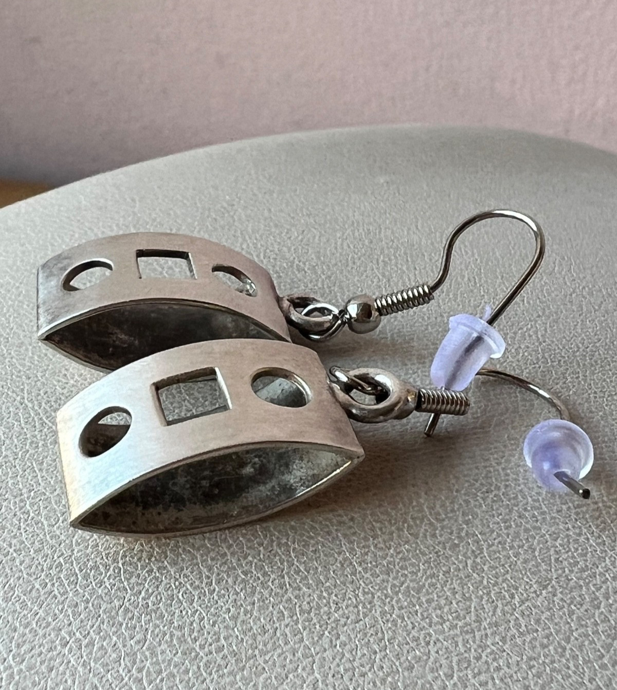 VINTAGE DESIGNER FORBES 925 STERLING SLVER GEOMETRIC DANGLE DROP EARRINGS UNIQUE