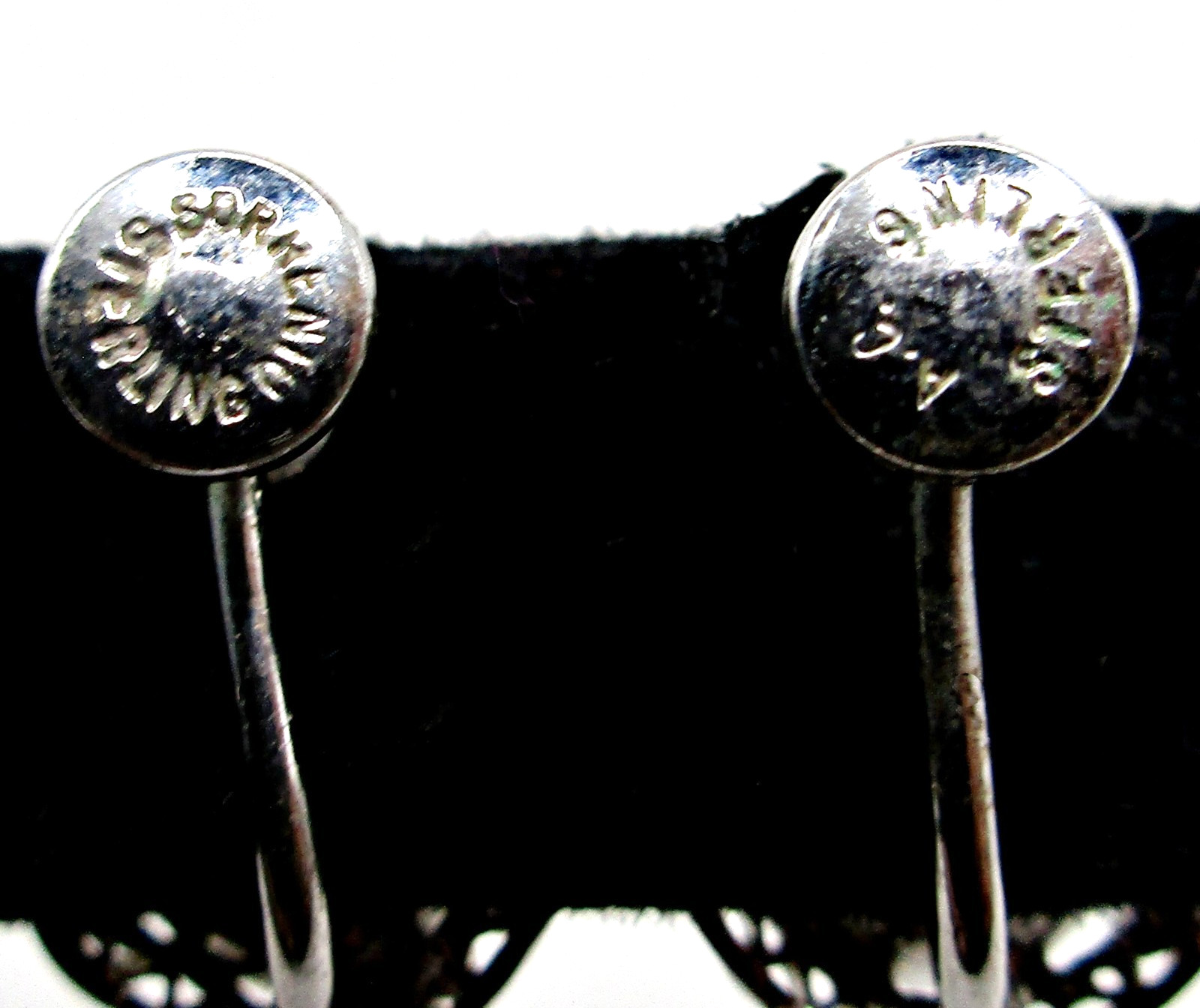Vintage 1950’s Signed Sorrento AC Sterling Silver Carved Cameo Screw Bk Earrings