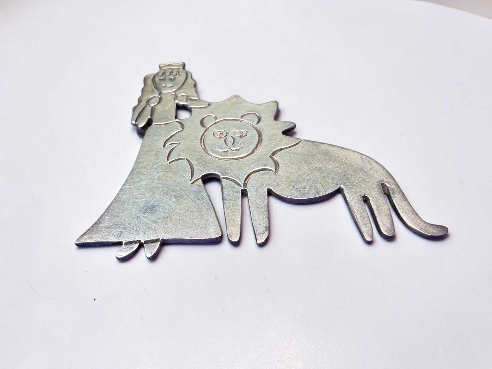 Rare Vintage Los Castillo Taxco 925 Silver Princess Lion Brooch Pin Alex Mexico