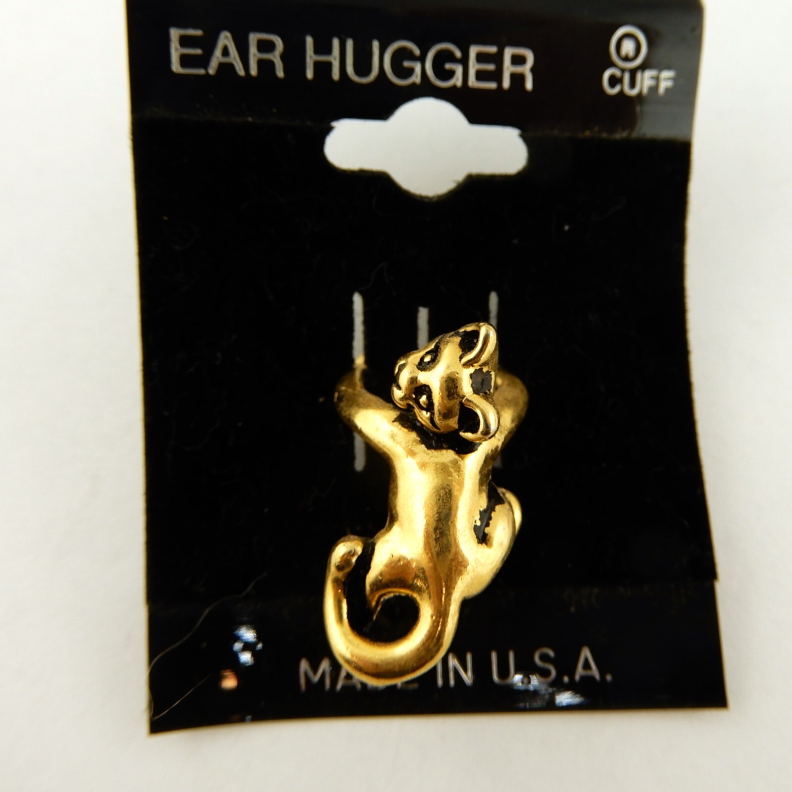 Vintage Pewter or Gold Kitty Cat 3D Earhugger earrings, kitten ear cuff