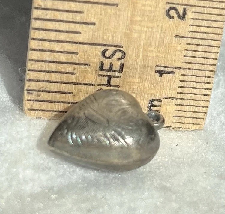 Vintage Heart-Shaped .925 Silver Puff Etched Pendant Charm Whimsical Love