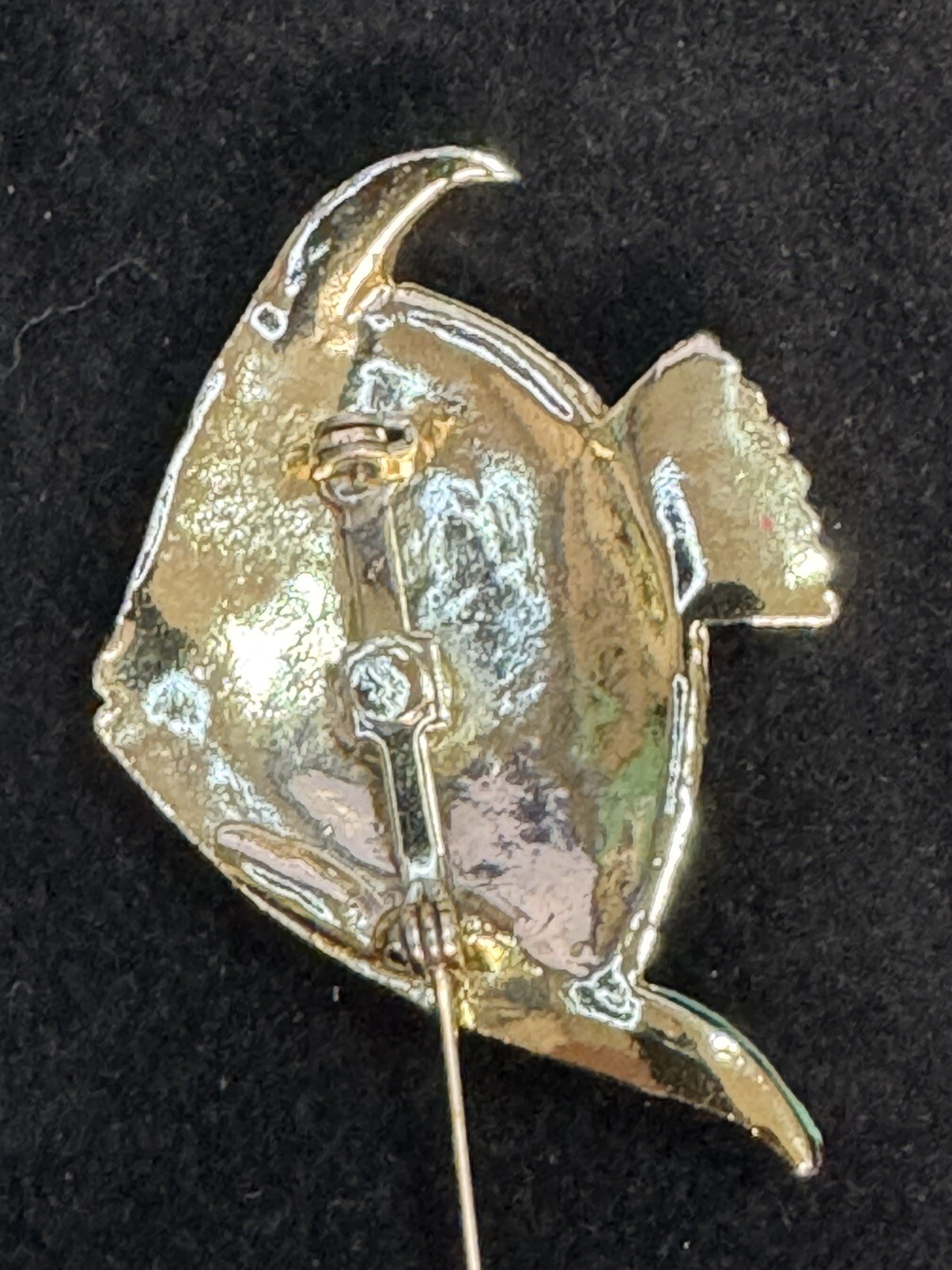 Angel Fish Brooch Pin with Aqua Enamel Finish and Gold Accents Vintage