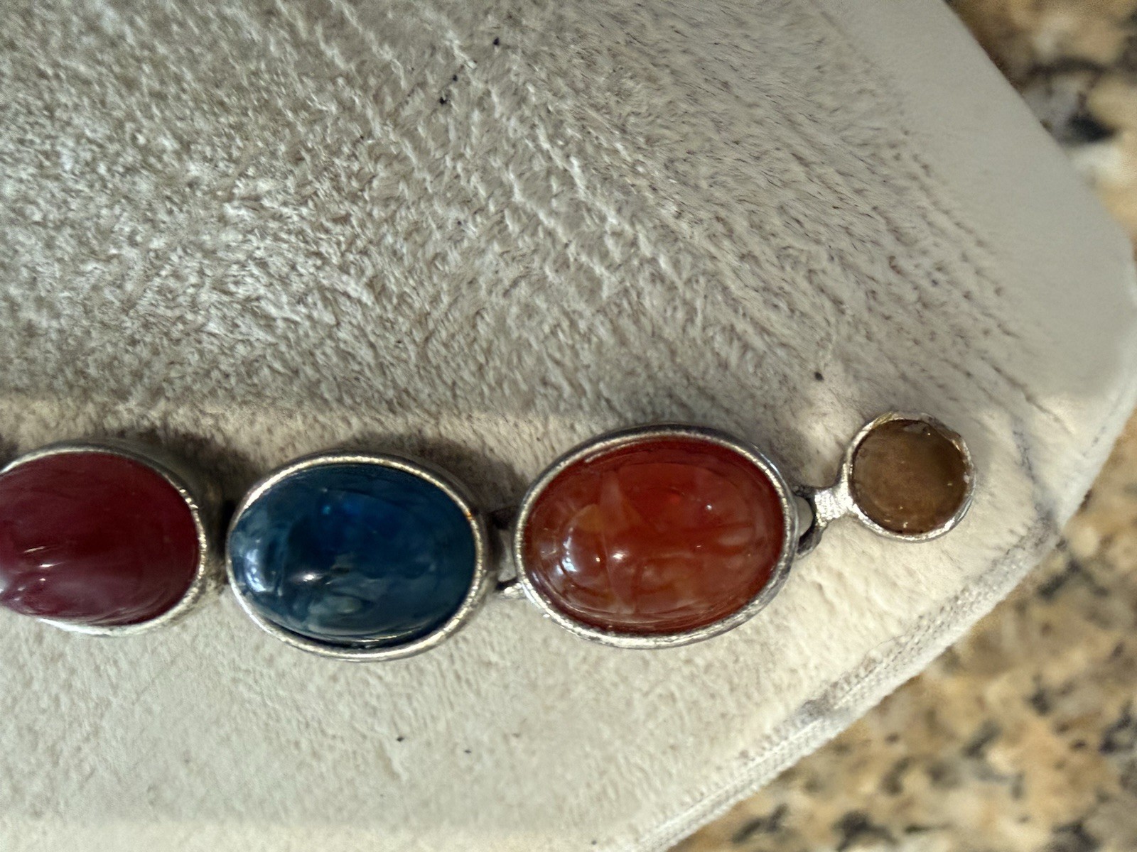 Vintage Scarab Bracelet Multicolor Silver Tone Magnetic Close 7”