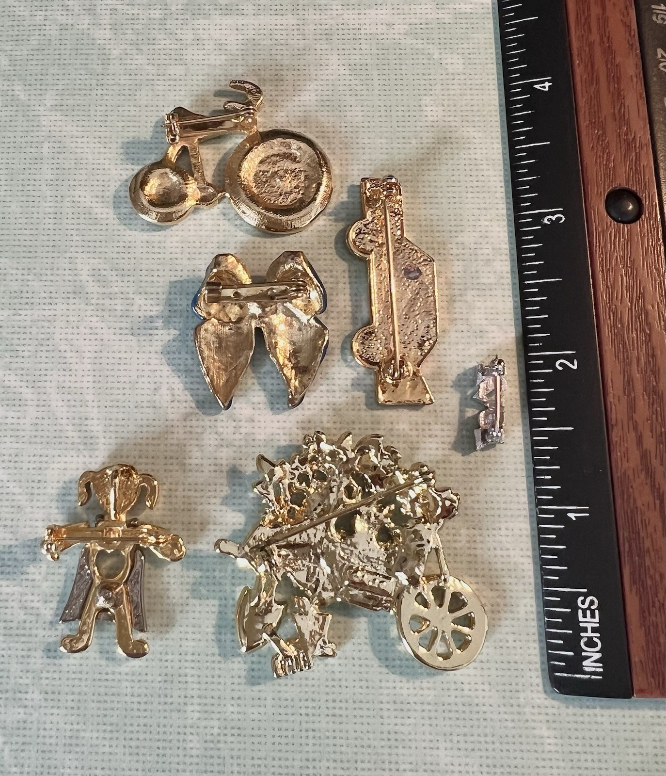 Brooch Lot Of 6 One AJC Wheelbarrow Plus 5 Small Cute Pins