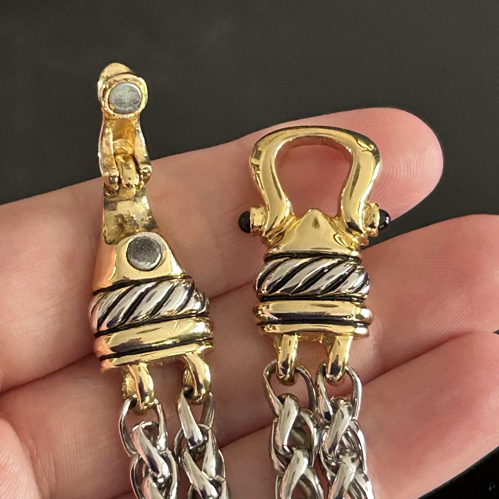 Vtg Two Strand Wheat Link Chain Necklace In The D.Y Style. Sm Neck Only
