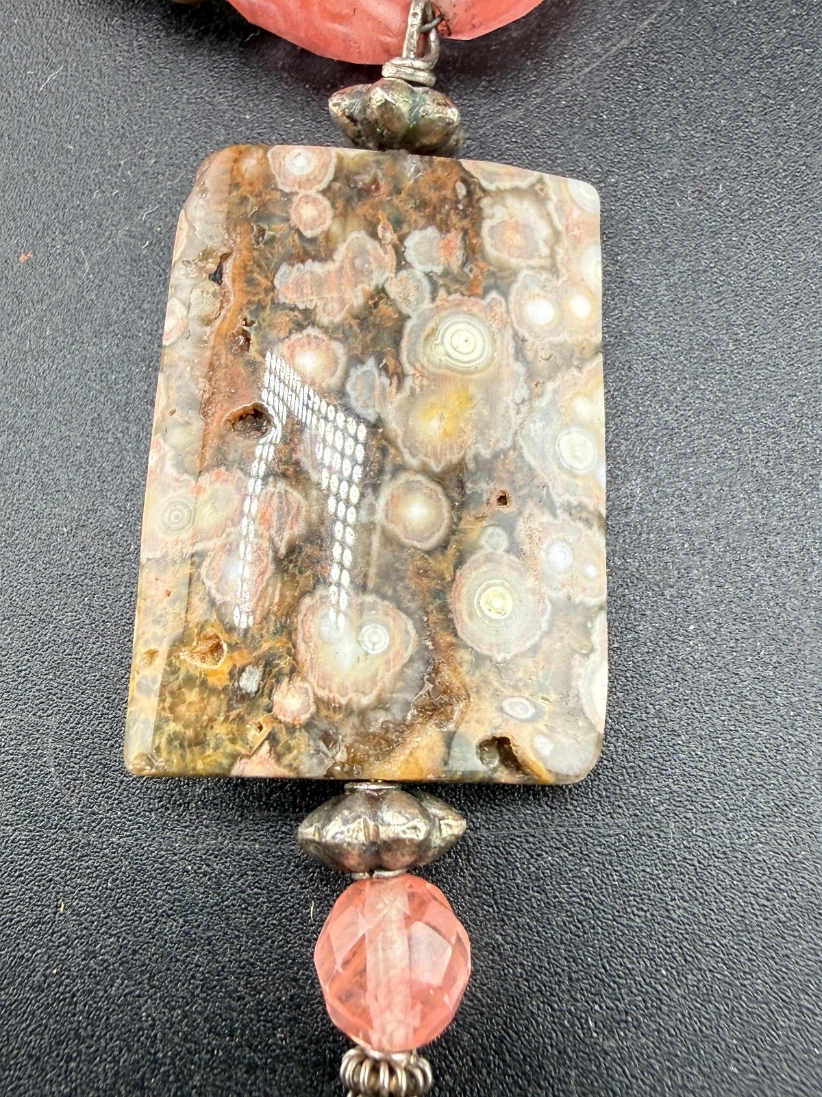 Vintage Polished Stone Statement Necklace Southwestern 18”