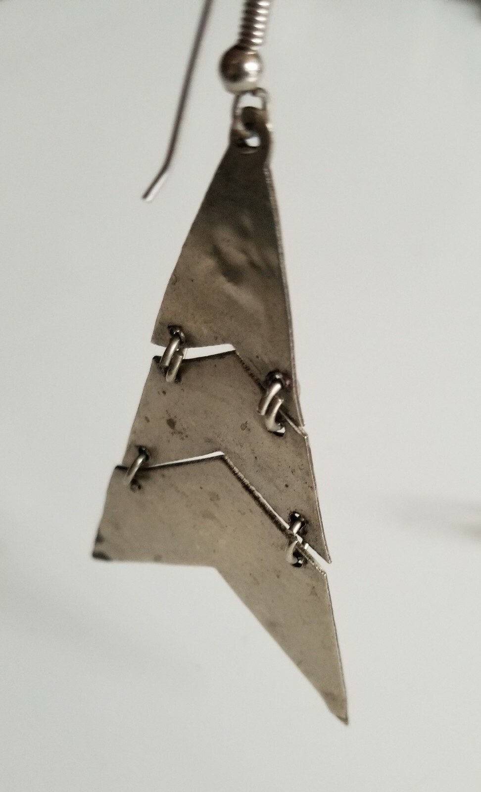 Vintage 80’s New Mexico 3 tiered triangular Silver Earrings Paua Abalone Shell 
