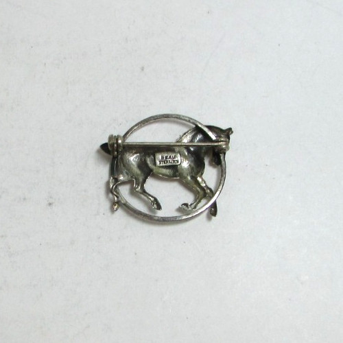 Vintage BEAU Sterling Silver Running Horse Brooch Pin