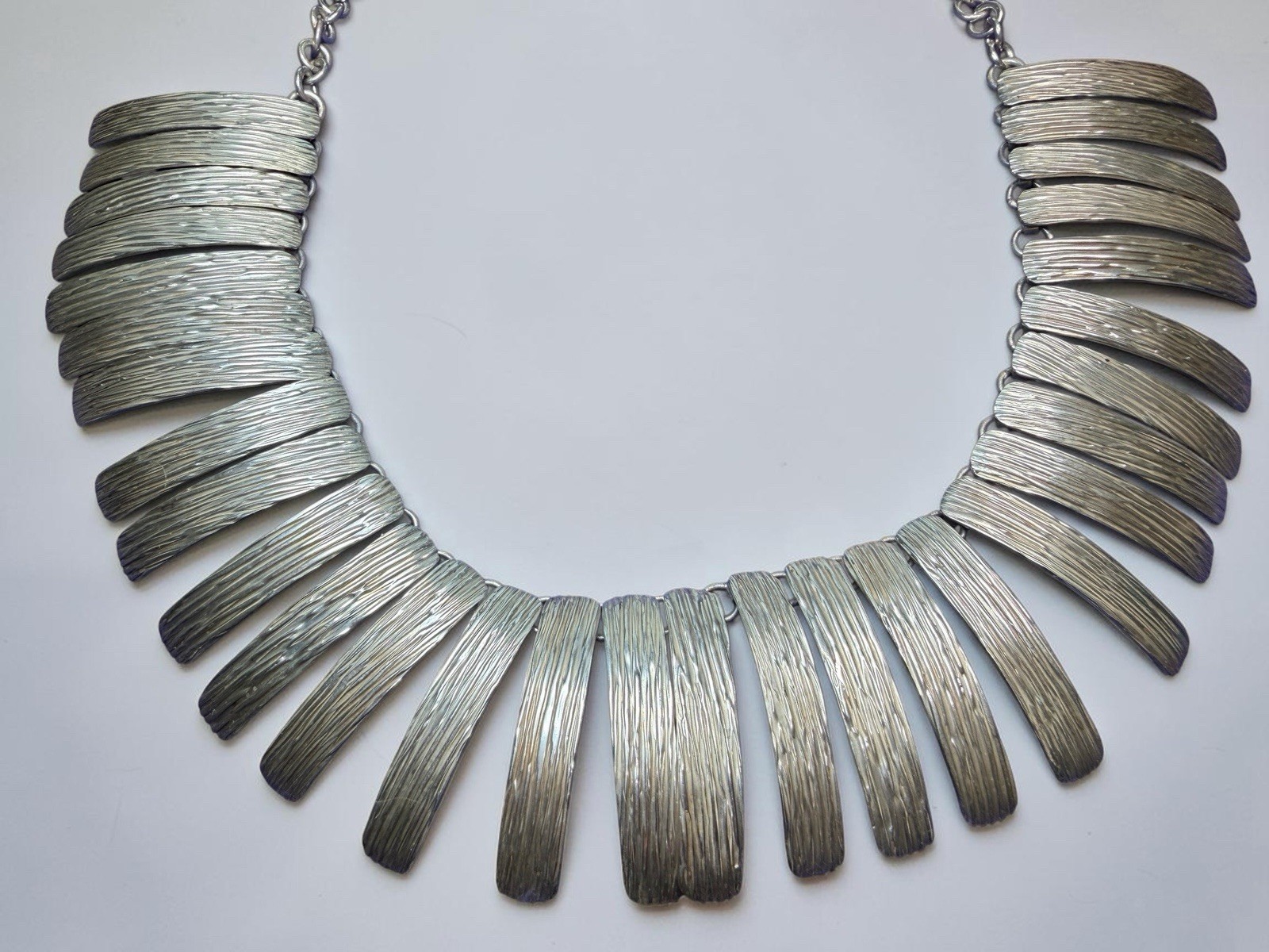 Dominique Dinouart DDD Mexico 925 Silver Textured Fringe Cleopatra Necklace 70g