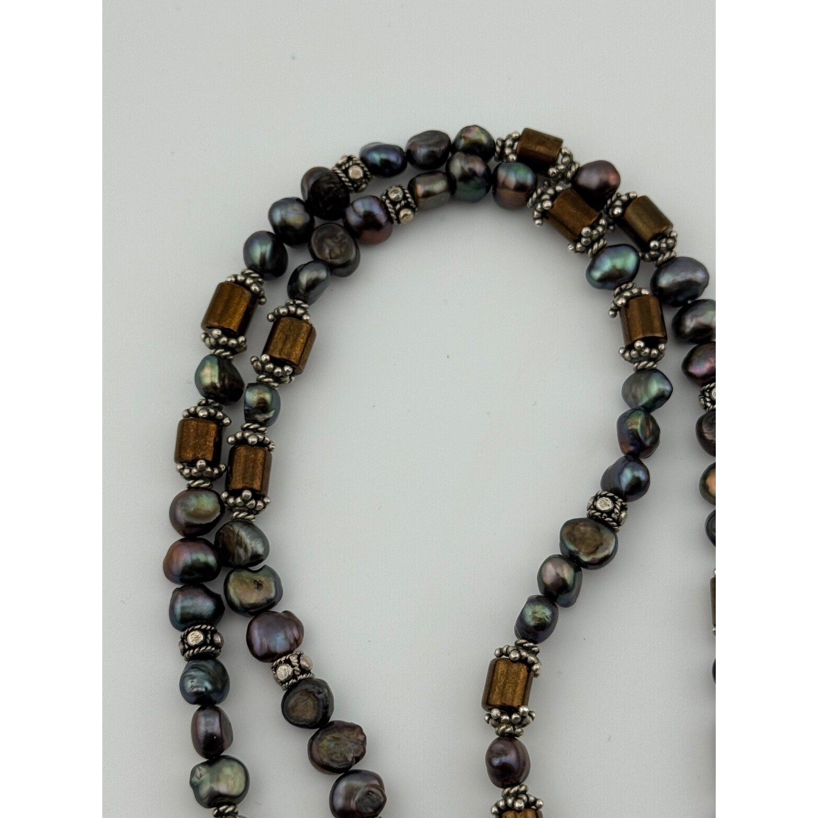 Vintage 1999 Robert Bob Burkett Signed Dragonfly Pendant Beaded Pearl Necklace