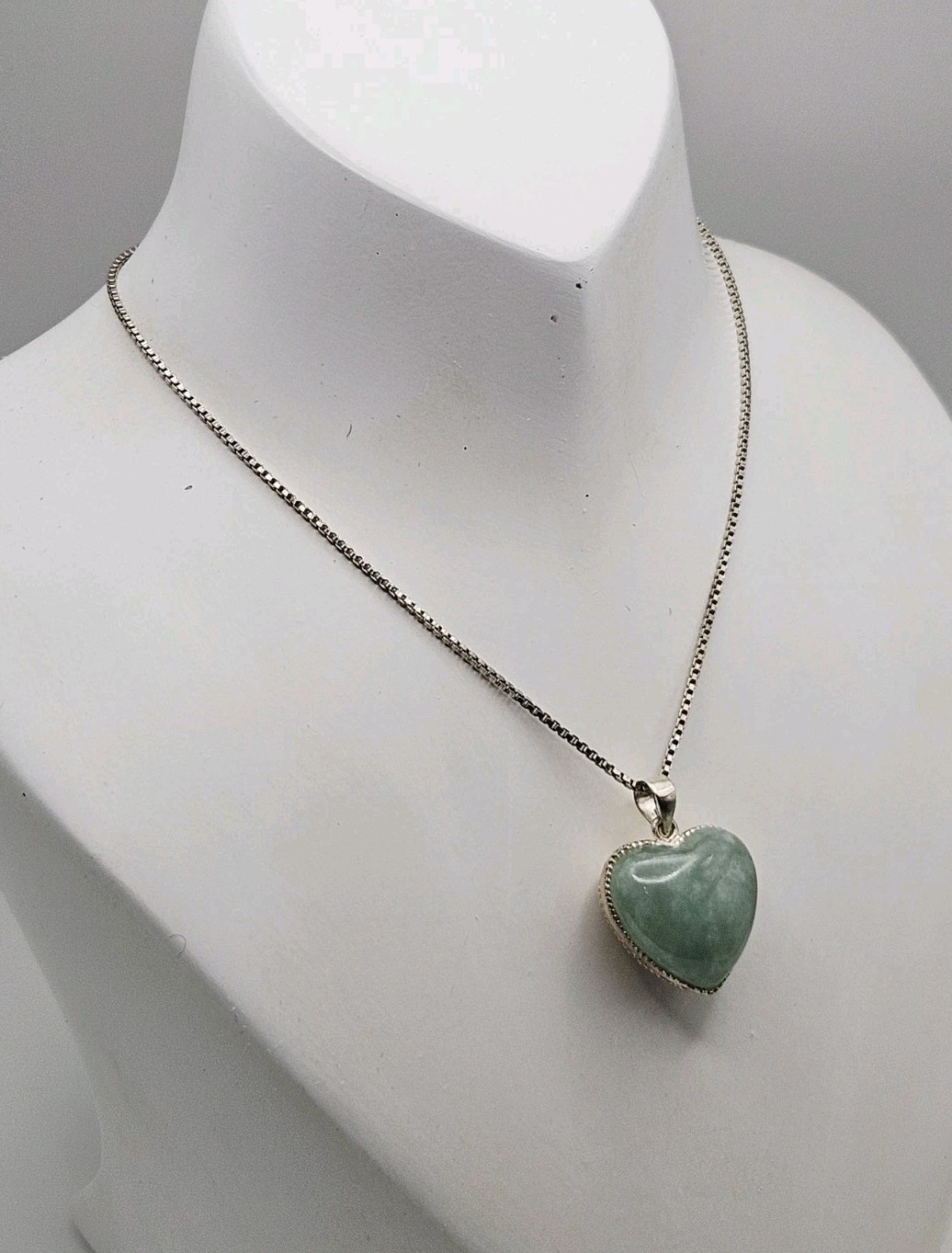 Dee Berkley DBJ Sterling Silver Jade & CZ Heart Pendant On 18″ Chain Necklace