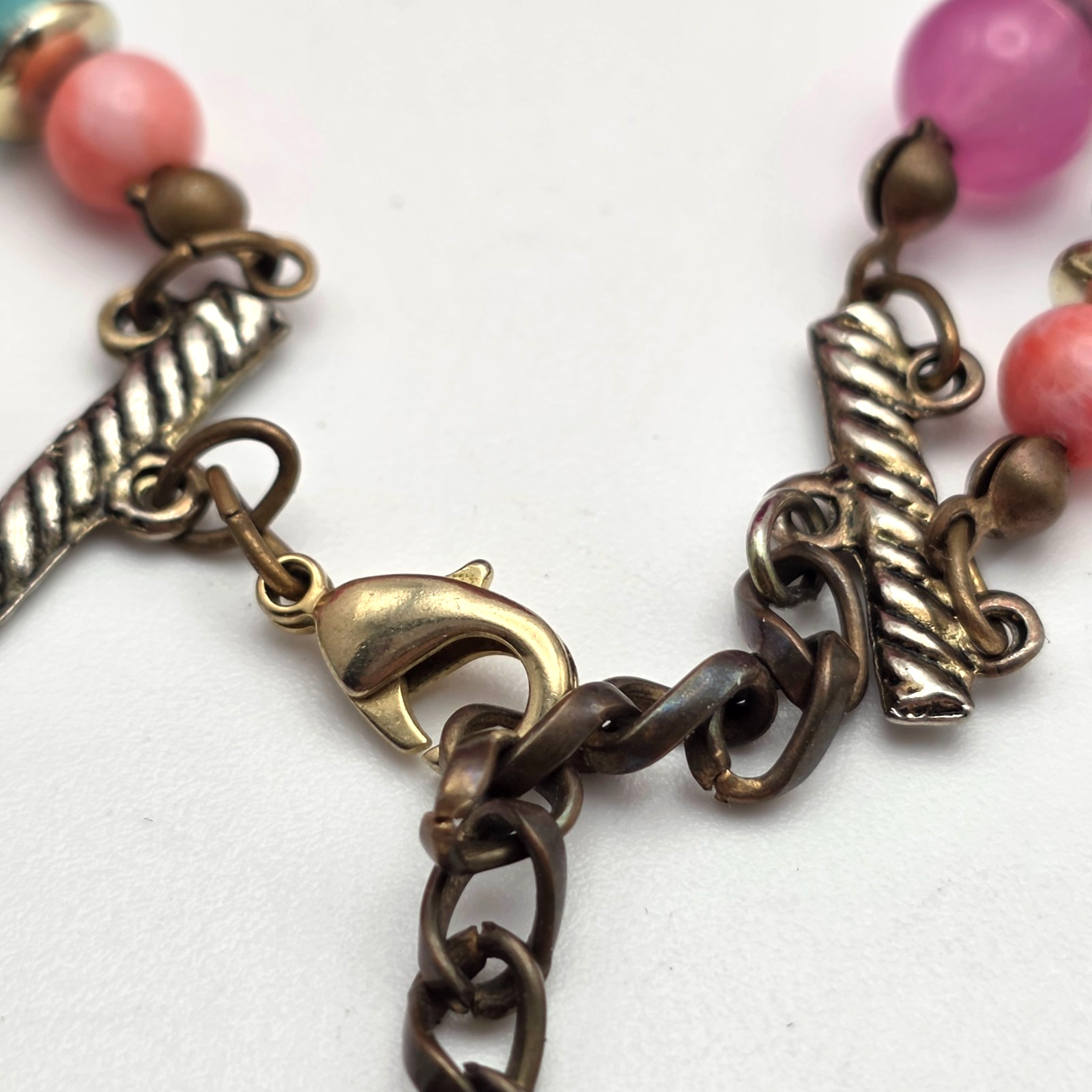 Vintage Fruit Salad Lucite Bead Necklace Double Strand Layered Pastel 22 in Adj.
