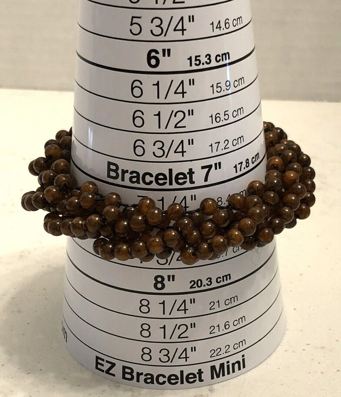 Vintage Stretch Brown Beaded Bangle Bracelet Chunky Retro Bohemian Balinese Poly