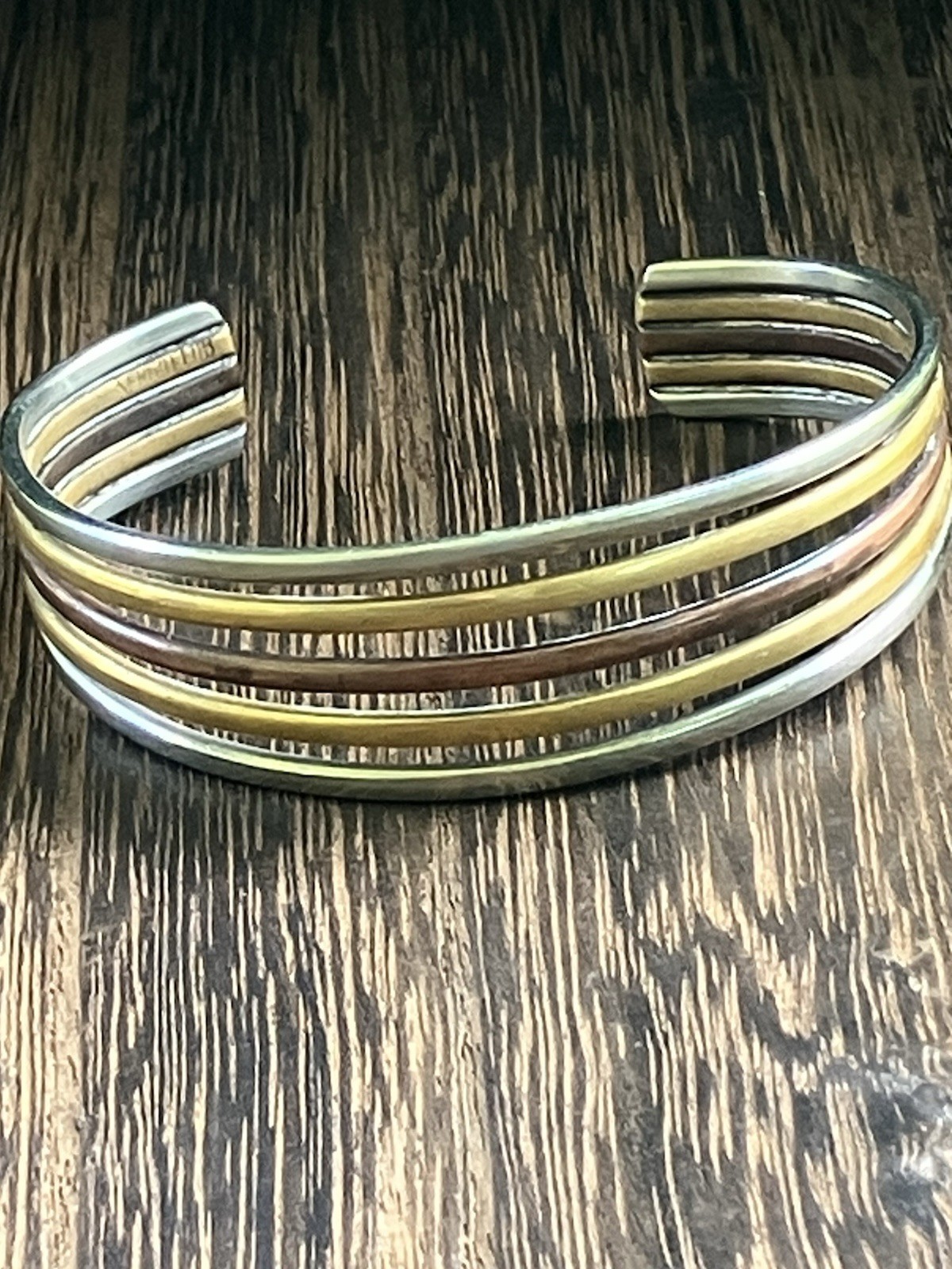 VTG Sergio Lub copper brass silver Cuff bracelet statement Modernist McM retro