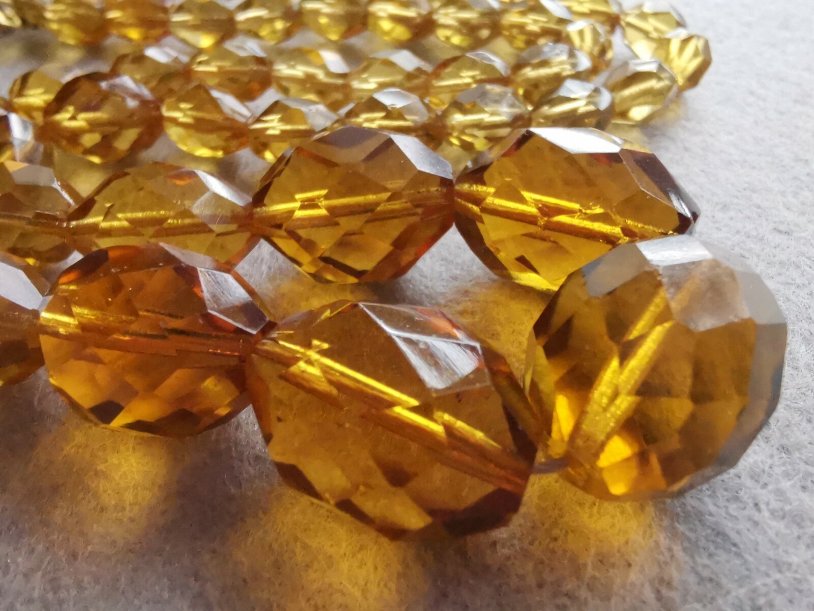 Vintage Art Deco Czech Glass Amber Color Beaded Necklace