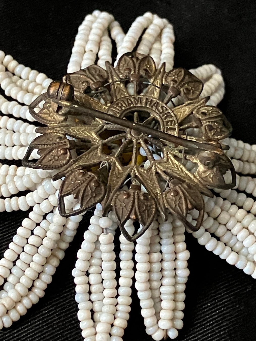 Vintage Miriam Haskell Daisy Brooch Retro Flower Power Wired Glass Seed Bead Pin
