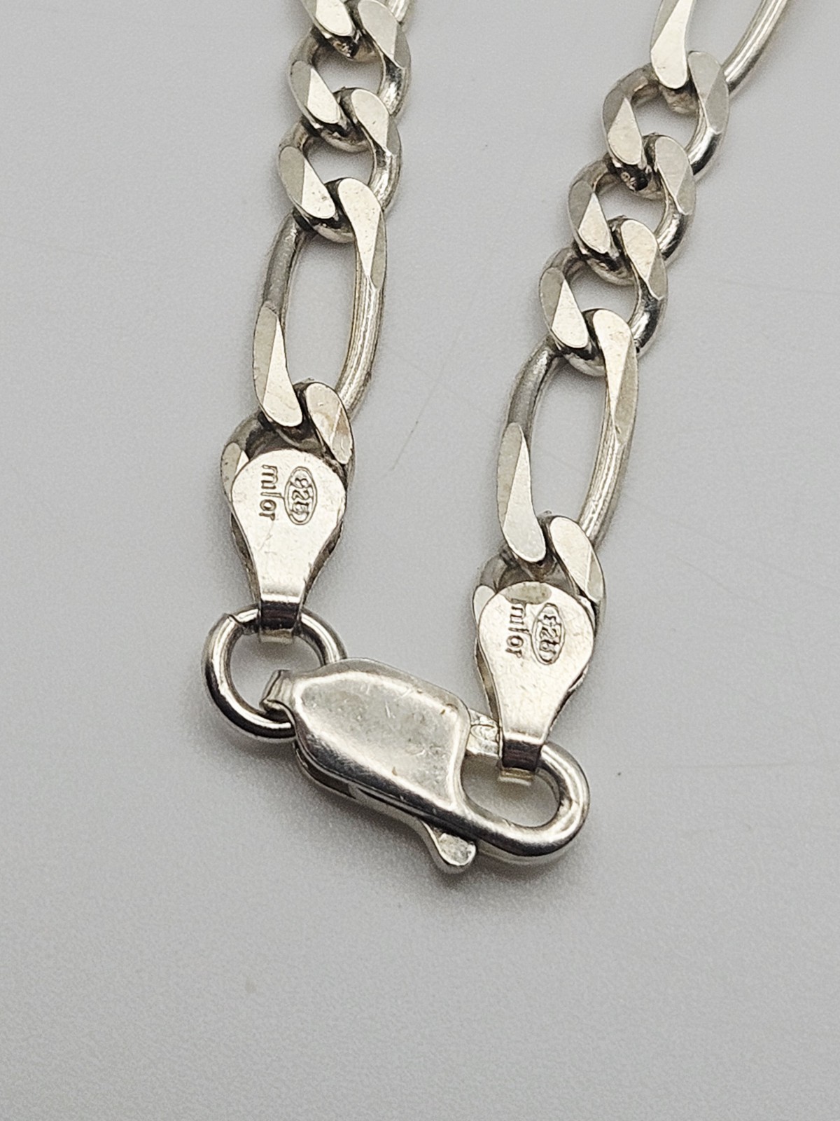 Milor Italy Sterling Silver 4mm Figaro Chain Bracelet 7.25″
