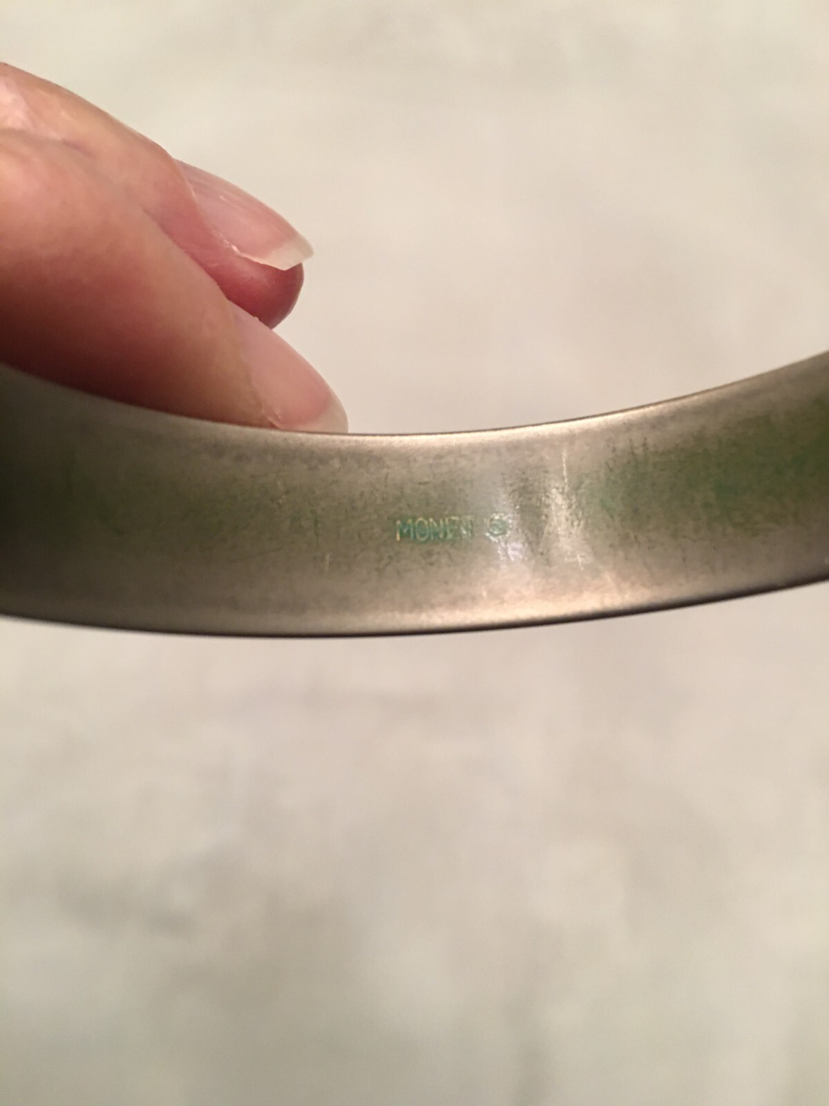 Vtg. Monet Brushed Gold Tone Heavy Bangle Bracelet Approximately 1/2 Inch Wide