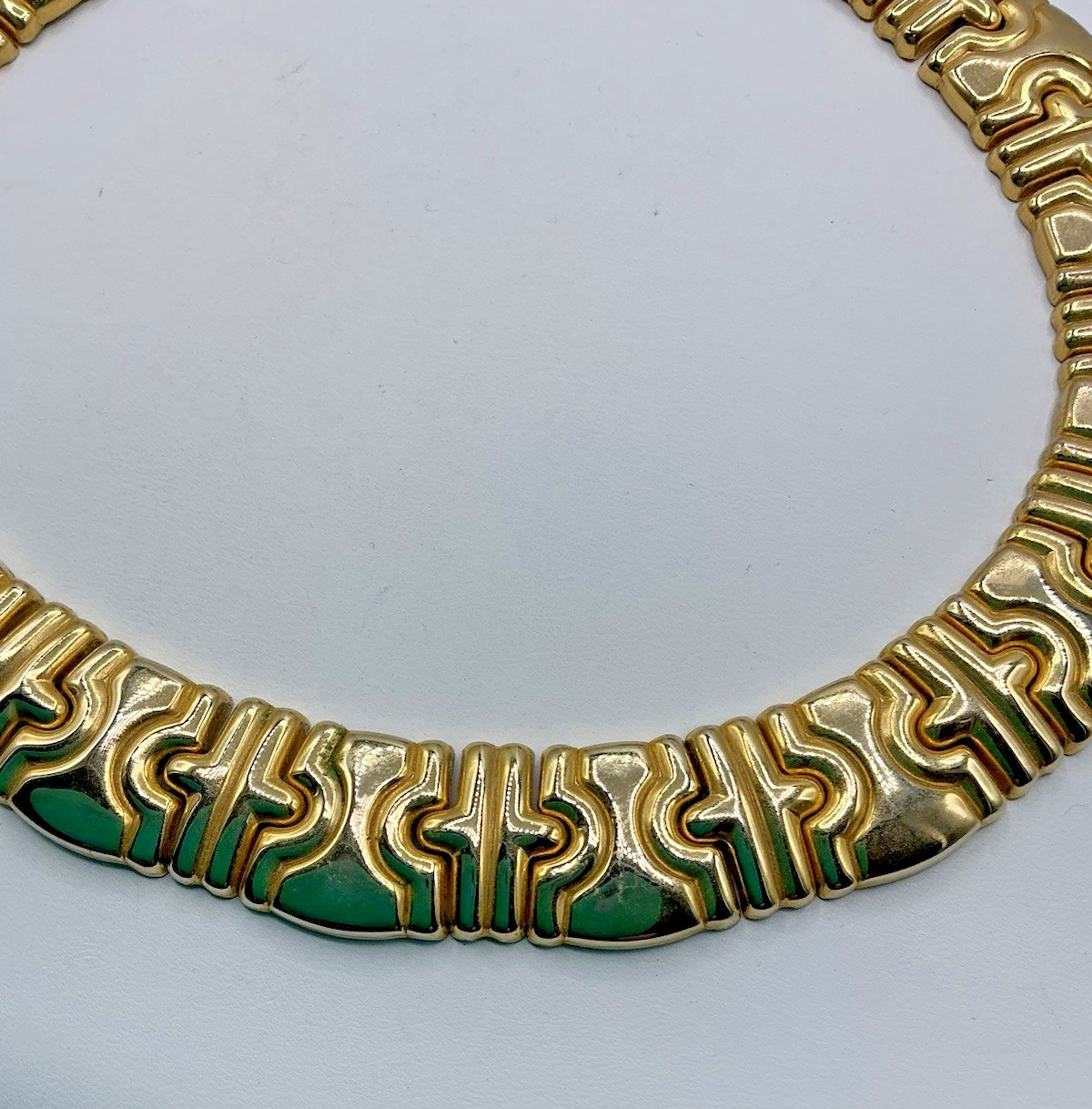 Vtg Gold Tone Wide Link Chunky Statement Collar Choker Necklace Egyptian Style