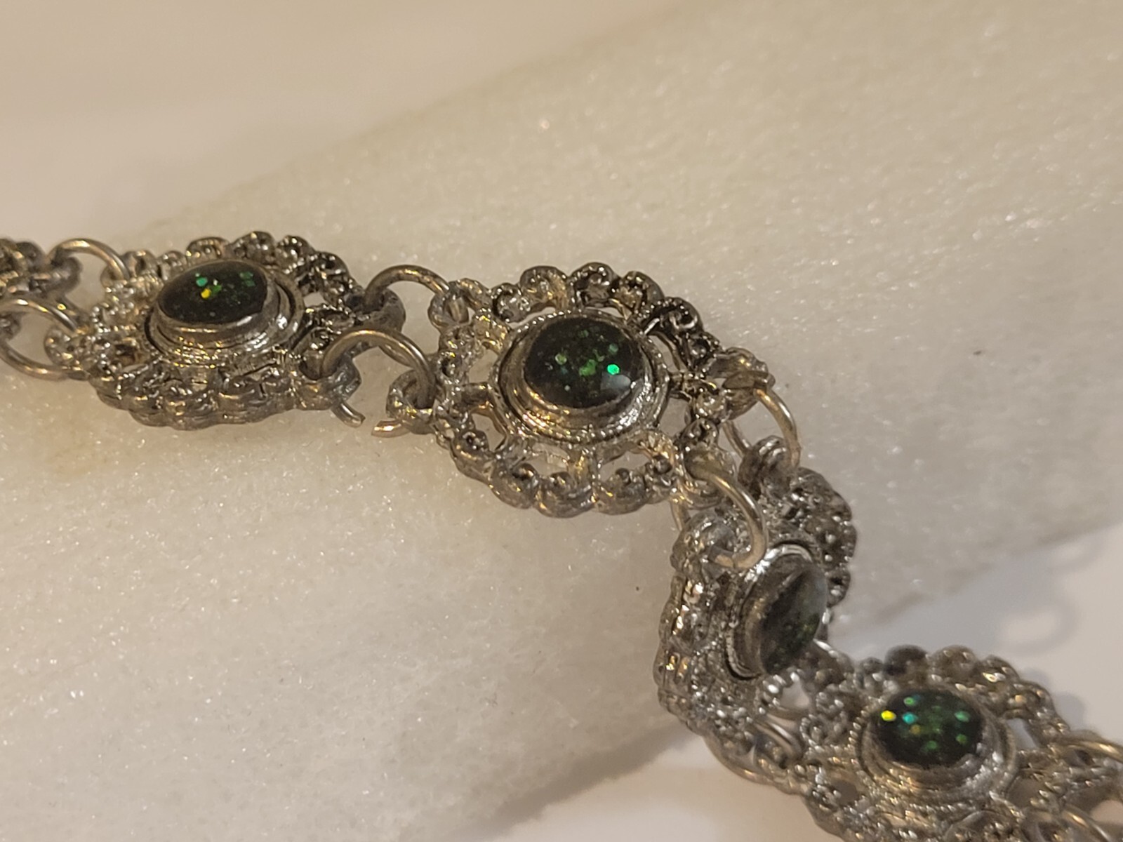 Vintage Mystic Green Stone Small Size 6″ Bracelet