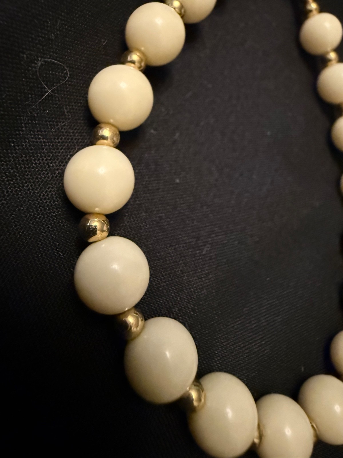 Vintage Monet White Beaded Signed Bracelet Gold Tone Chic Classic Sister Clasp
