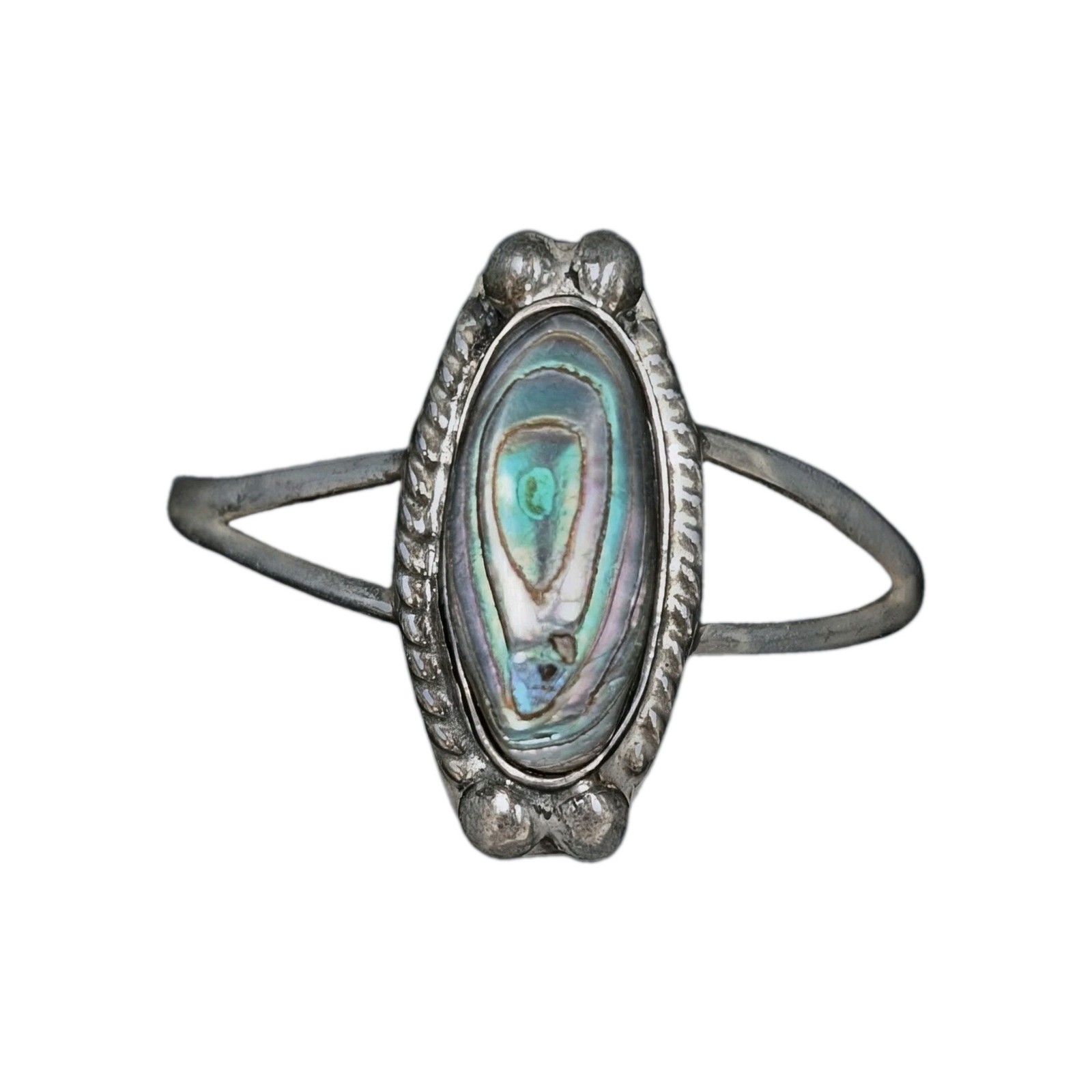 Vintage Alpaca Mexico Abalone Ring Size 6 Sterling Silver