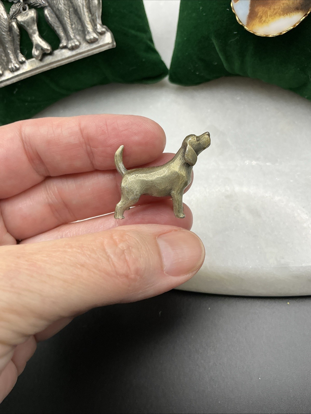 Vintage Dog German Shepherd Brooch Mix And Miniature Pewter Hound Lot