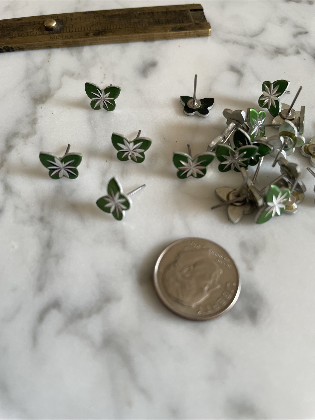 24 Pieces Vintage Aluminum Butterfly Stud Earrings