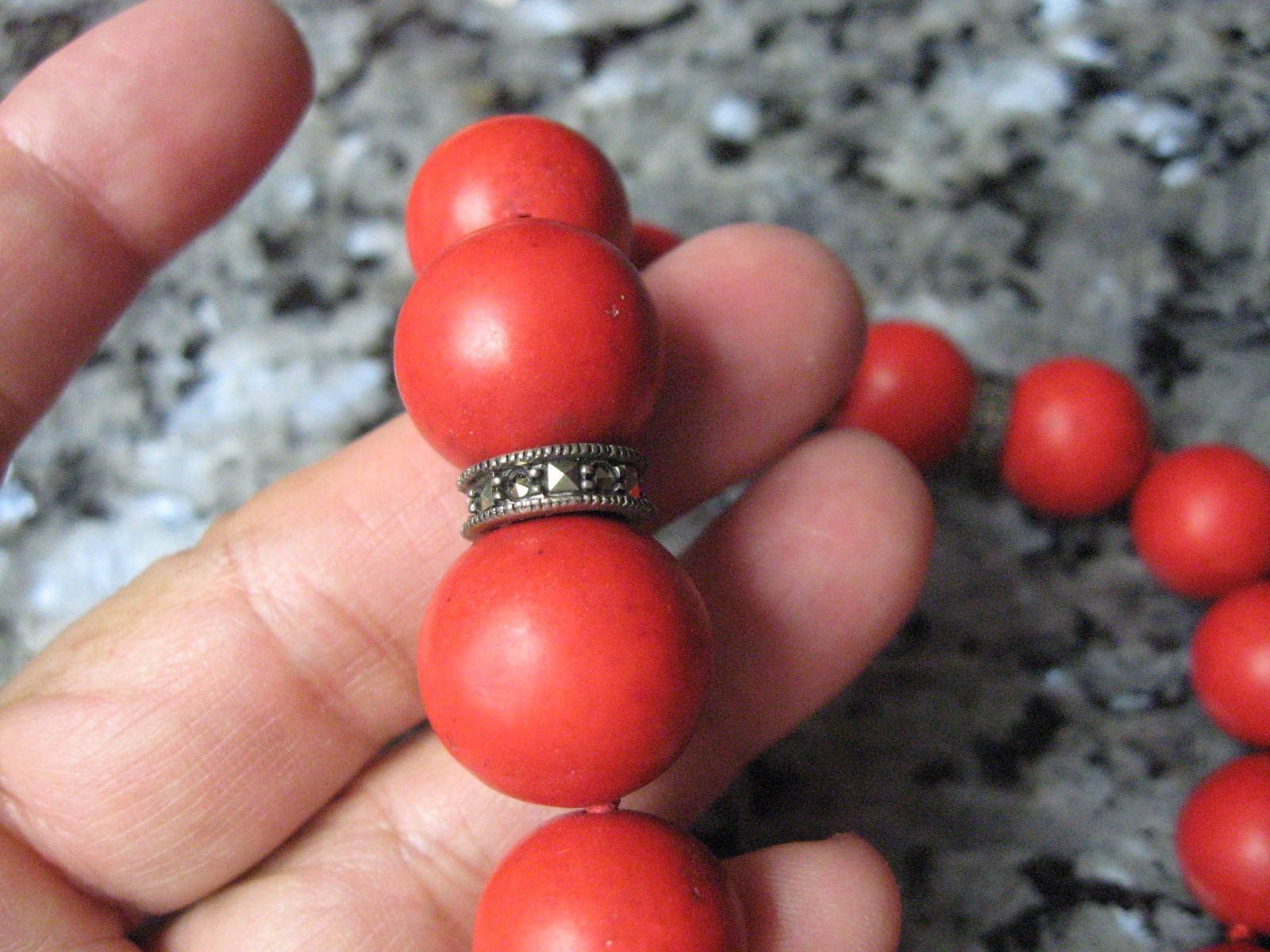 JUDITH JACK NEW NATURAL SARDINIAN 5/8″CORAL/STERLING/MARCASITE NECKLACE/EARRINGS