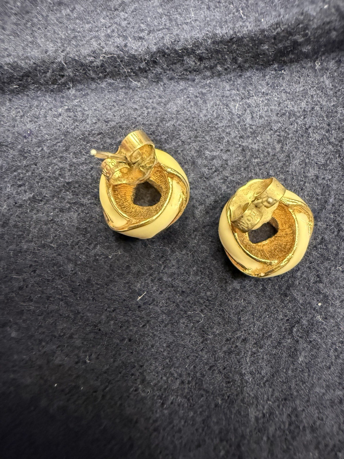 Vintage Monet Ivory And Gold Tone Earrings