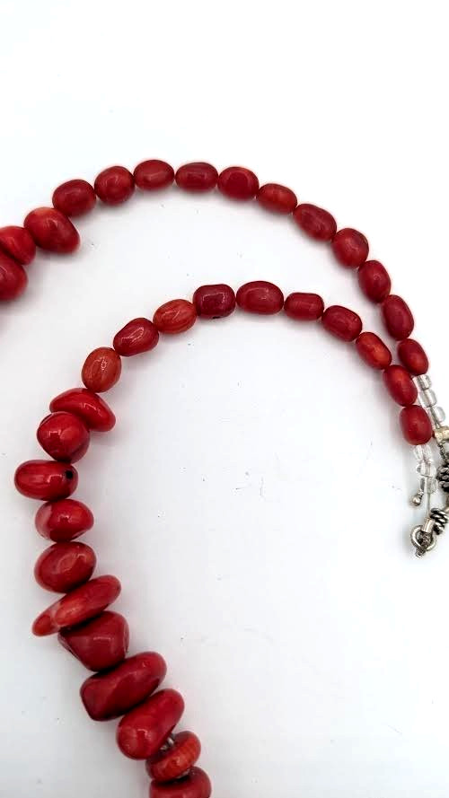 Vintage Genuine Coral Necklace Red Branch Coral Statement Bib 14 Inch