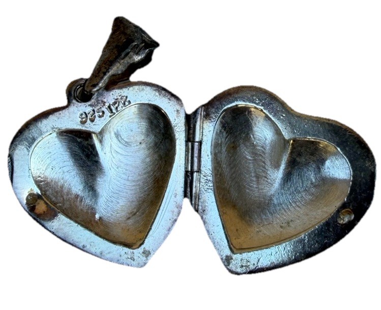 Vintage IBB Sterling Silver Puffy Heart Locket Pendant 925 Scroll England