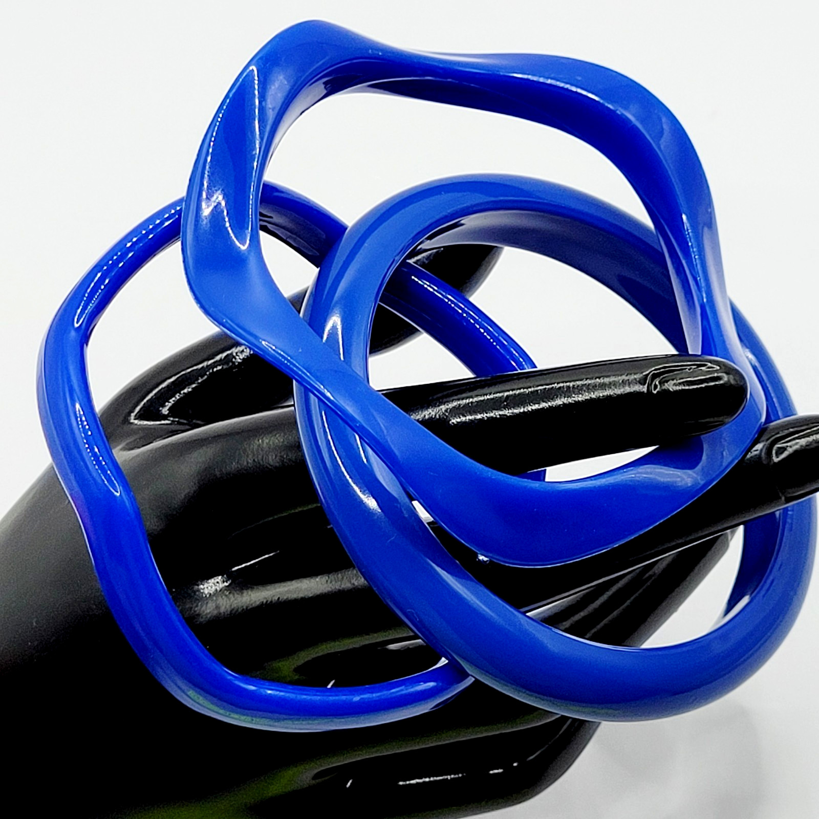 3 Blue Color Different Shape Size Bangle Bracelet Retro Style Vintage 1980s