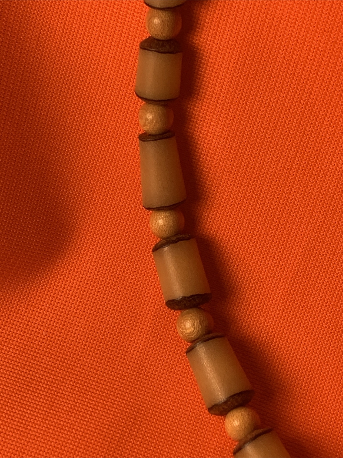 Wood Bead & Ceramic Necklace 22”