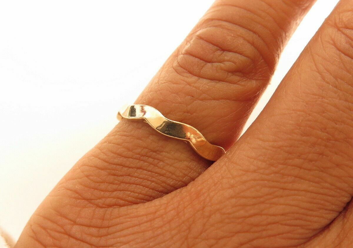 Vintage 2.5mm Wave Band Yellow Gold Plated Signed 14K GE ESPO Esposito Ring