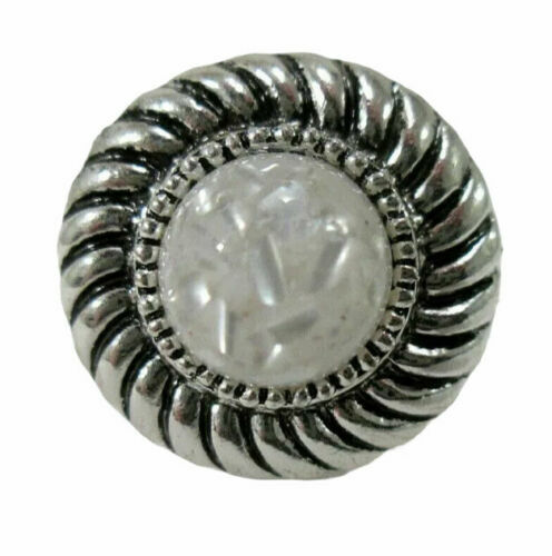 Adjustable Cocktail Ring Silver Tone with White Round Cabochon Estate Find