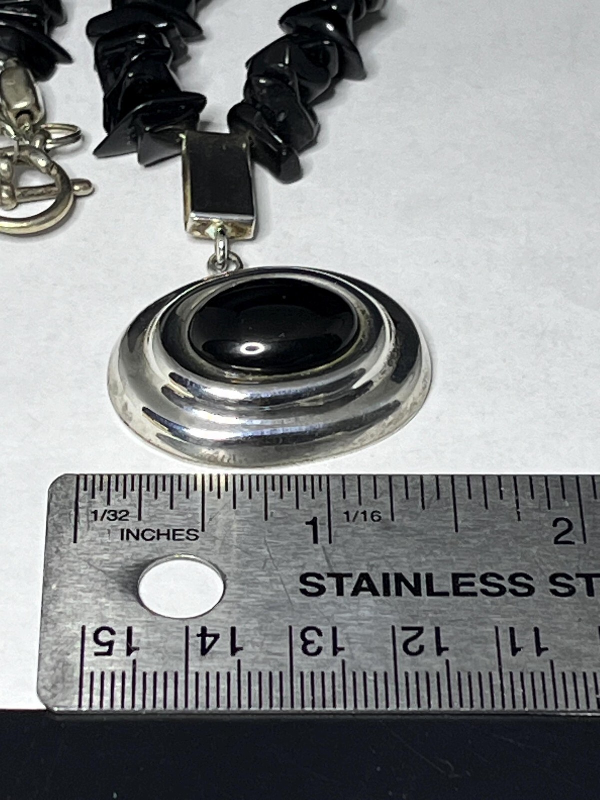 vintage Sterling genuine Iolite rough polished necklace pendant.