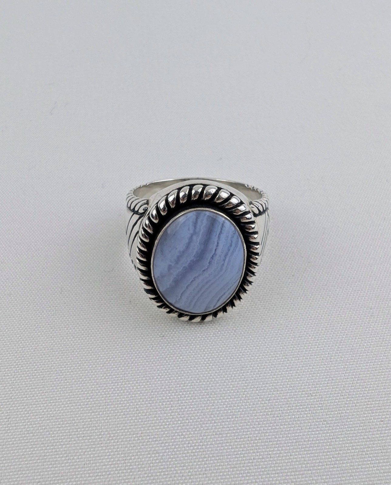 Vintage Relios Carolyn Pollack Sterling Agate Wide Band Ring Size 9 12.7g