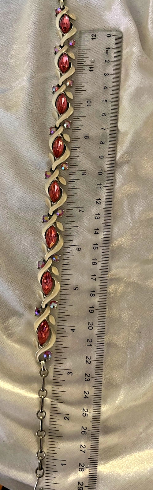 Vintage 1950 Lisner? Pink Rhinestone and White Enamel Parure. Stunning