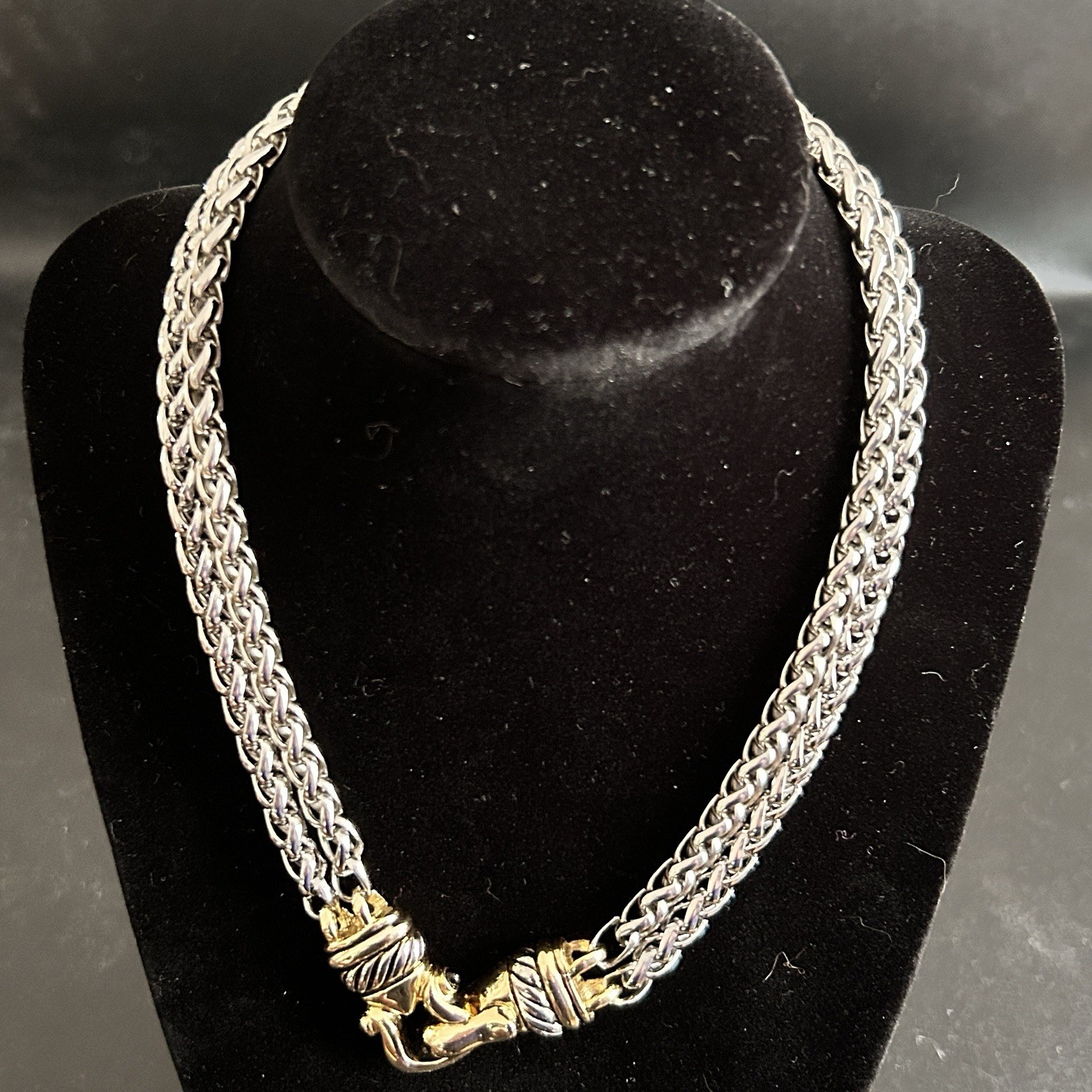 Vtg Two Strand Wheat Link Chain Necklace In The D.Y Style. Sm Neck Only