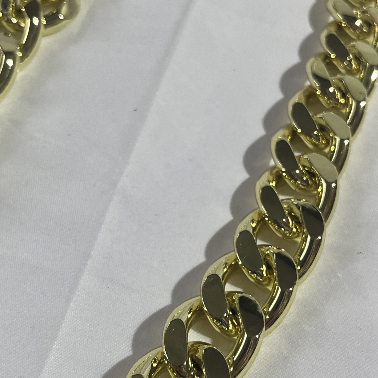 Yellow Gold Plate 20mmmm Wide Thick Curb Adjustable Link Chain Necklace
