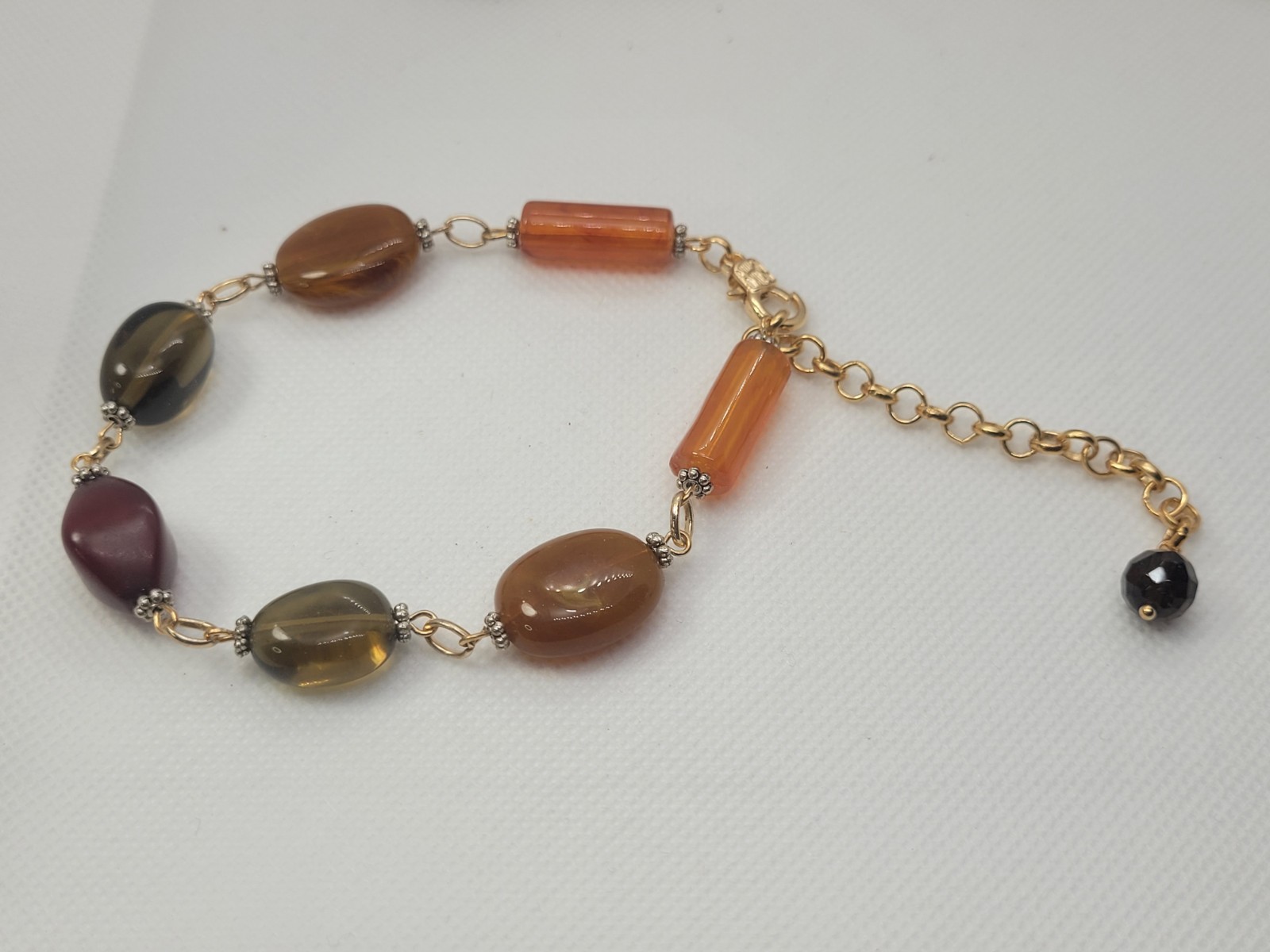 Vintage Amber Imitation Gold Honey Tone Necklace Chain Earrings Bracelet Set.