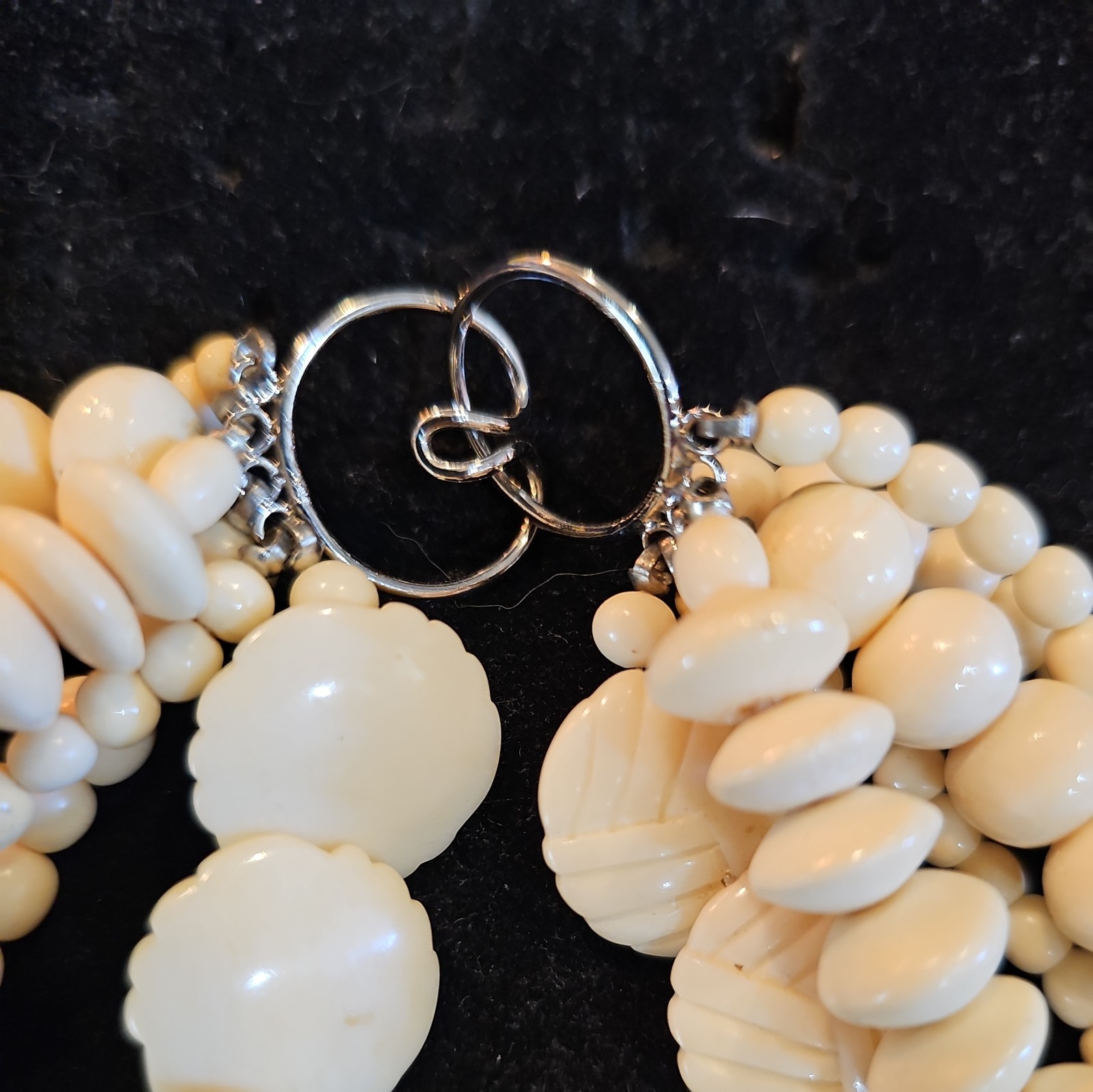 Vintage 6 Strands Carved Necklace Different Shaped