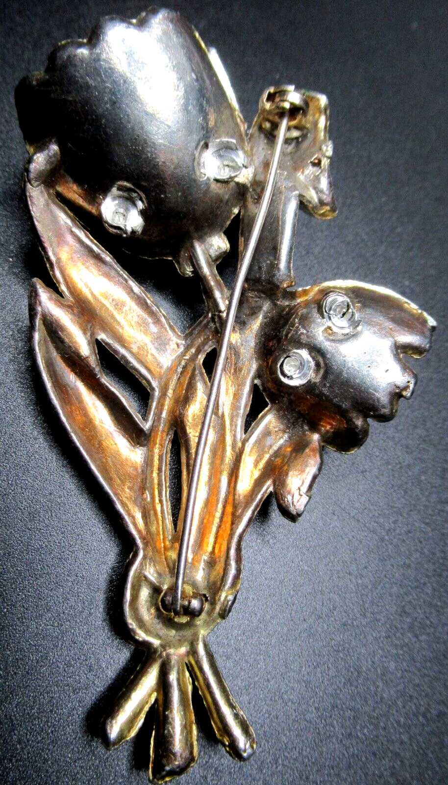 CORO? Rhinestone Enamel Trembler Flower Vintage Pin Brooch